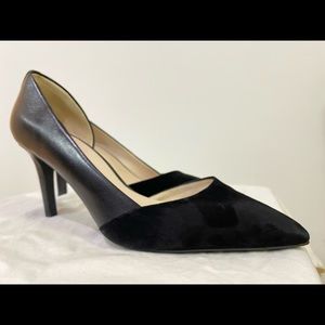 Cole Haan - Suede and Patent Half-d'Orsay Pumps
